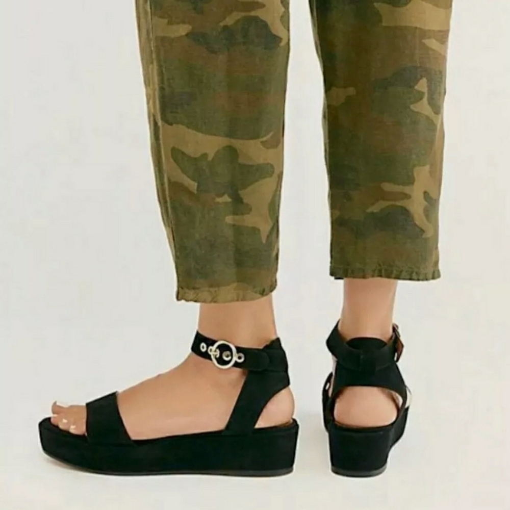 Free People Black Platform Ankle-Strap Sandals - Picture 3 of 8